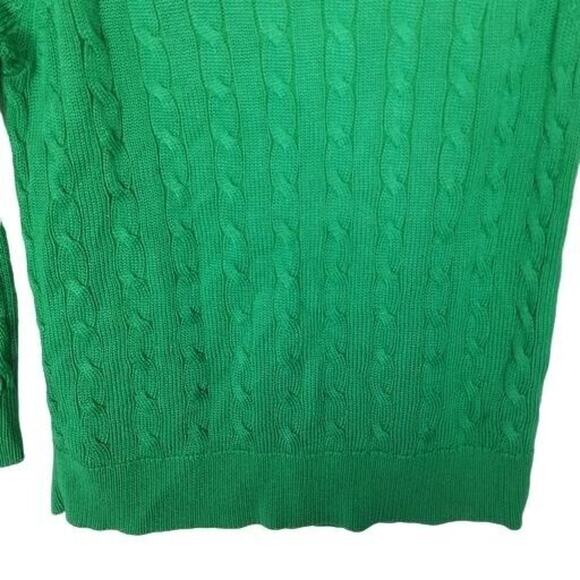 Lauren Ralph Lauren Sweater Women S Green Preppy Cable Knit Old Money Y2K Buckle - Picture 3 of 7